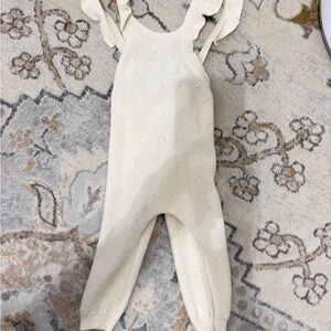 Quincy Mae Cream Knit Baby Overalls